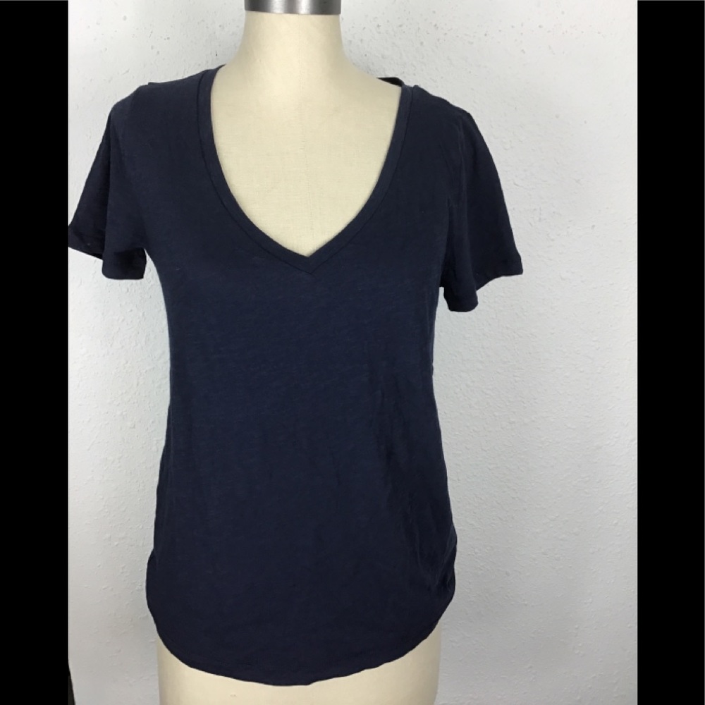J crew navy blue short sleeve blouse size …